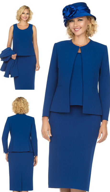 Giovanna S0721-RO 3pc Renova Ladies Suit For  With Collarless Jacket