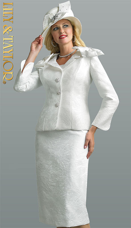 Lily And Taylor 4657-WHT-QO Ladies  Suit