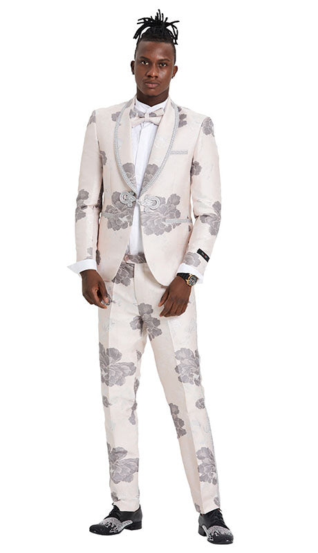Tazzio Mens Suit M386SK BLUSH-SILVER