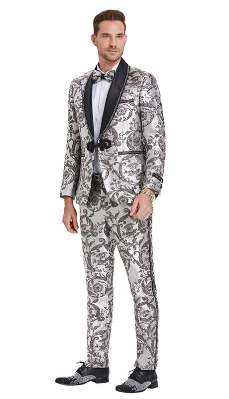 Tazzio Mens Suit M387SK-SIL