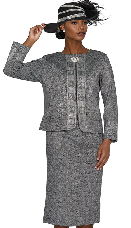 Elite Champagne Knit 5964-GRY-QS  Suit