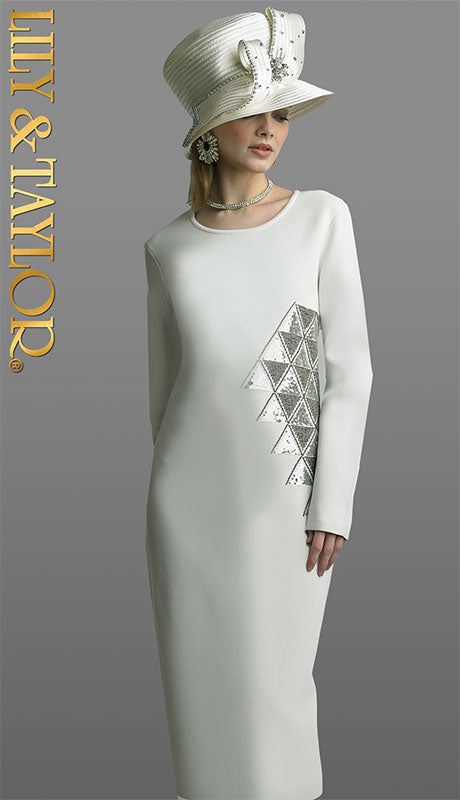 Lily and Taylor 621-IVO-QO Knit  Dress