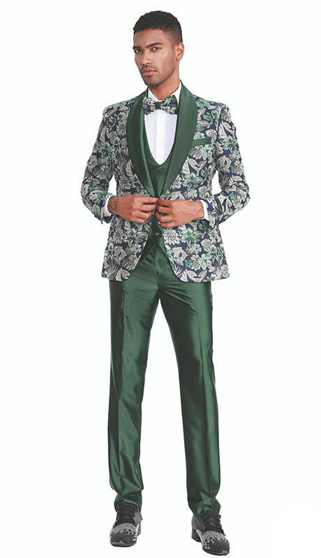 Tazzio Mens Suit M308SK-GRN