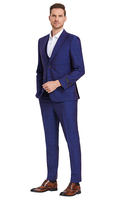 Tazzio Mens Suit M393SK-BLU