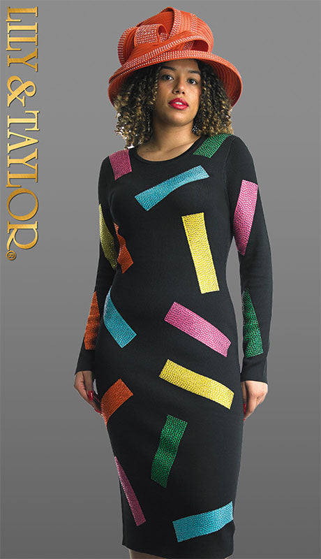 Lily and Taylor 627-BLK-QO Knit  Dress