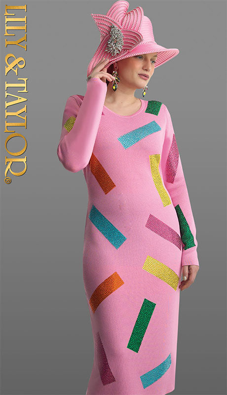 Lily and Taylor 627-ROSE Knit  Dress