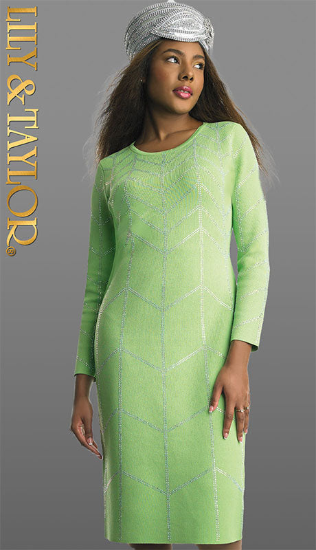 Lily and Taylor 602-GRN Knit  Dress
