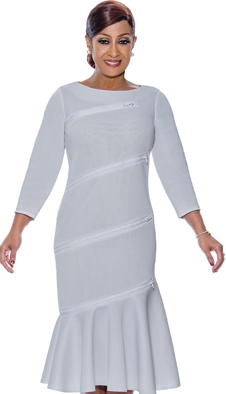 Dress 4971-QS-WHT Dorinda Clark Cole