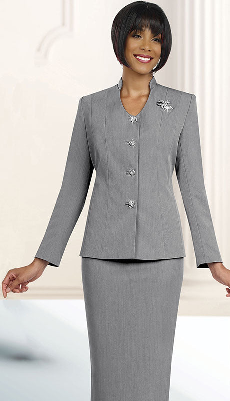 Ben Marc 78096-SIL-CO Ladies Usher Suit for