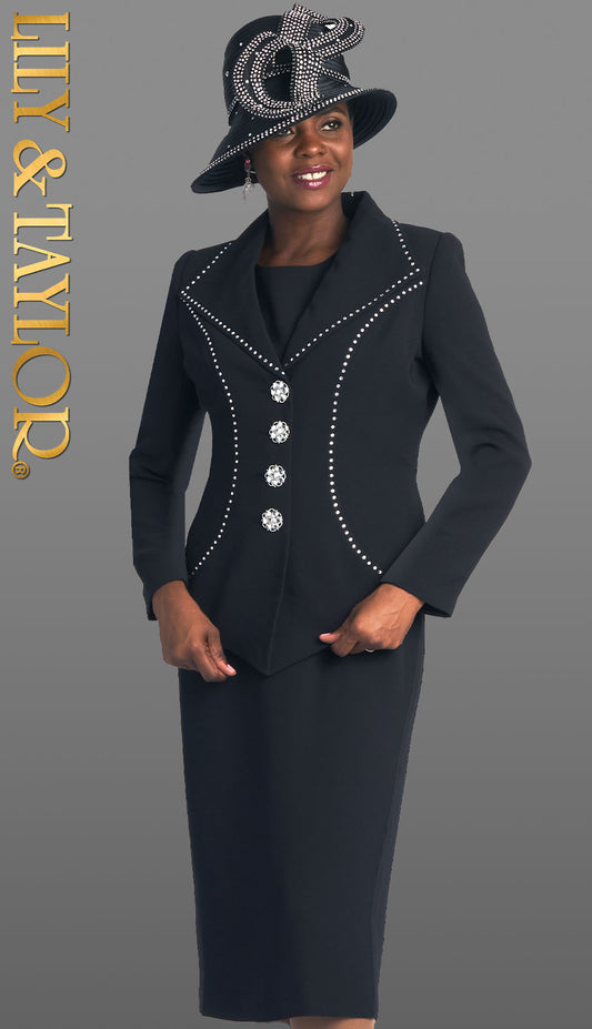 Lily And Taylor 4724-BLK-QO Ladies  Suit