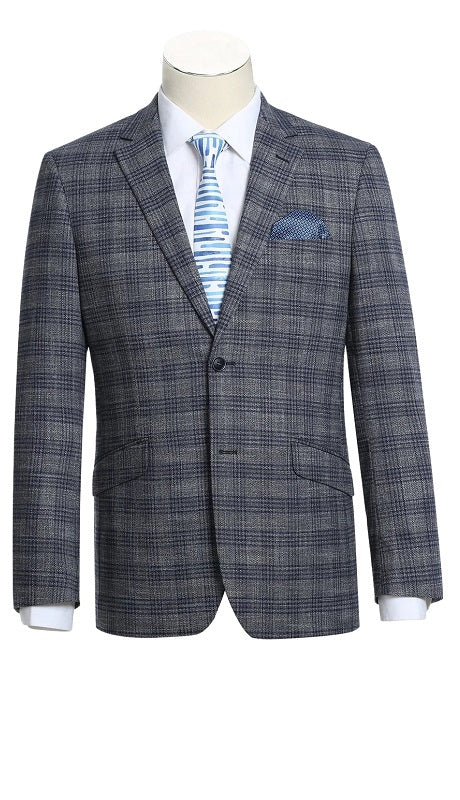 Renoir 294-13 Men's Slim Fit Stretch Checked Blazer