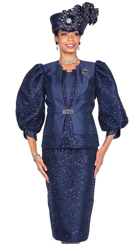 Champagne Italy 5908-NVY Designer  Suit
