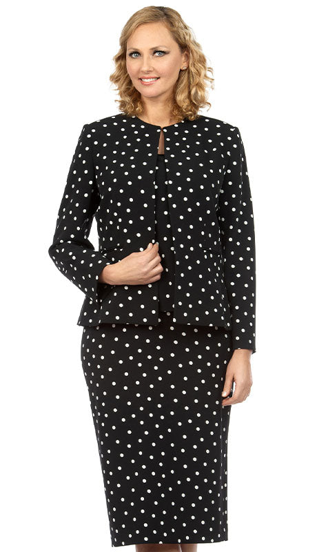 Giovanna S0721-BWD 3pc Renova Ladies Suit For  With Collarless Jacket