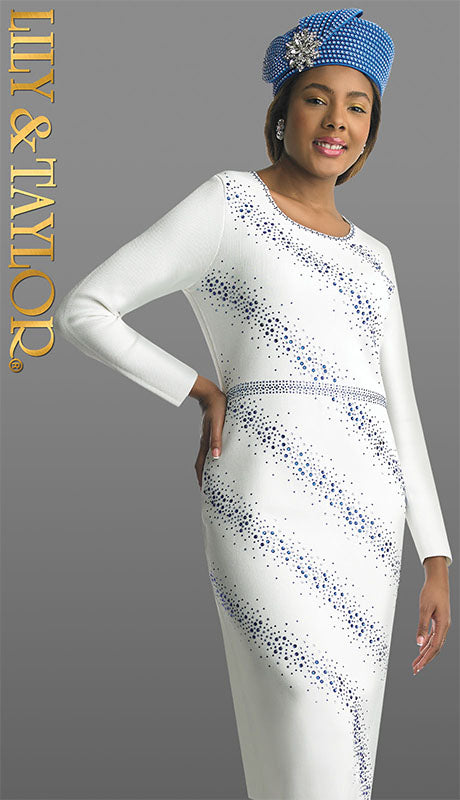 Lily and Taylor 798-IVO Knit  Dress