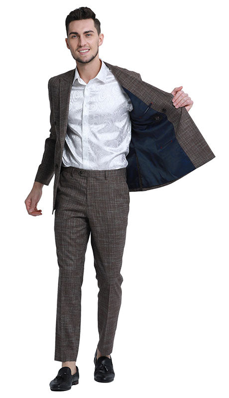 Tazzio Mens Suit M338SK-BRN