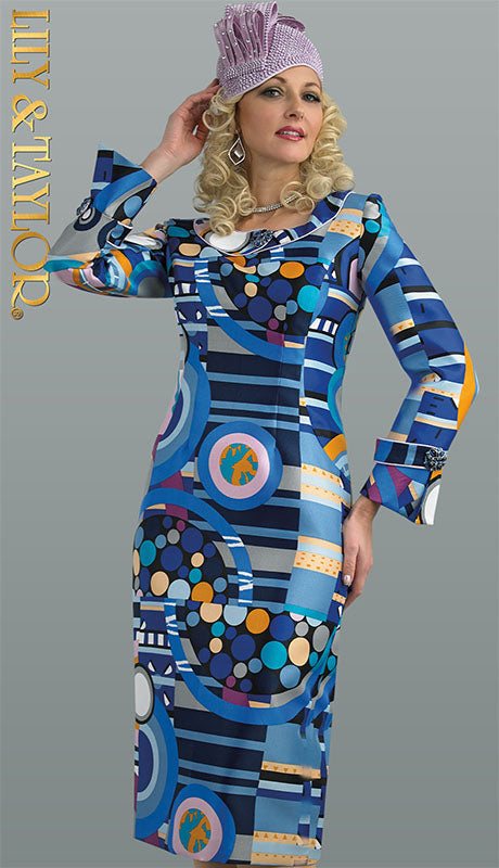 Lily And Taylor 4712-BLU-QO Ladies  Dress