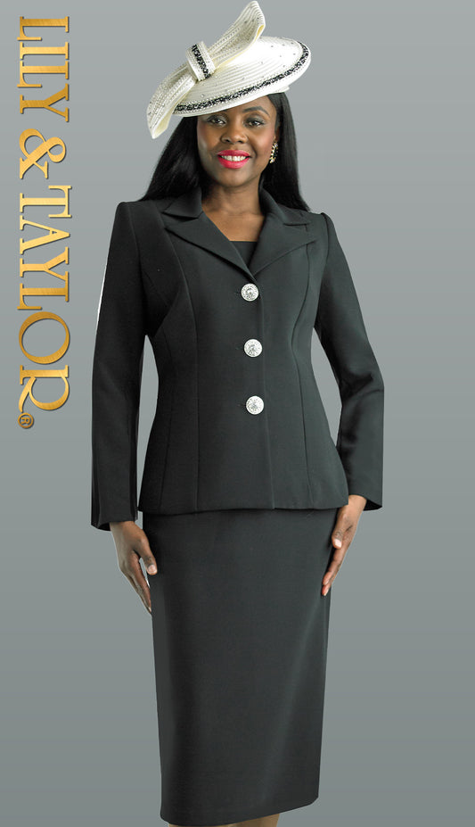 Lily And Taylor 3895-QS 2pc Novelty Crepe  Suit With Offset Buttons