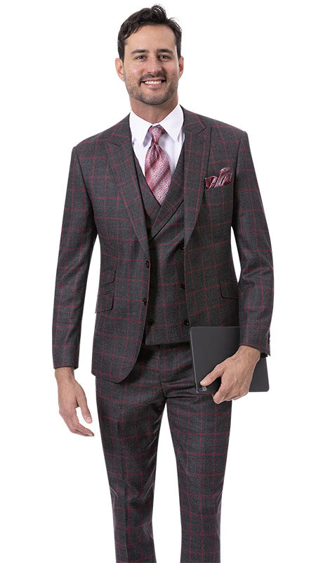 EJ Samuel M2783-BWR Mens  Suit