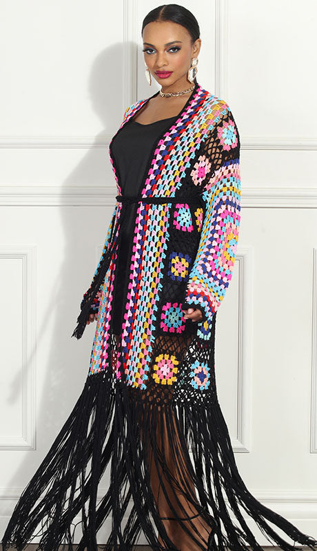 Luxe Moda LM281-BLK Long Cardigan