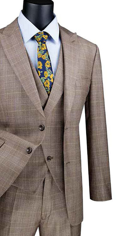 Vinci Mens Suit MV2W-1-TAN