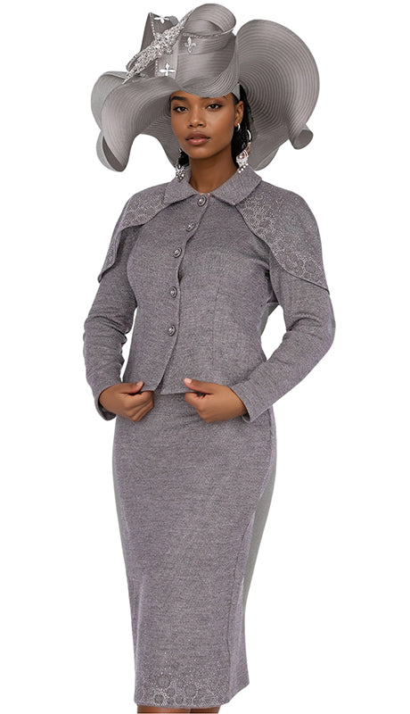 Elite Champagne Knit 5955-SIL-QS  Suit for Women