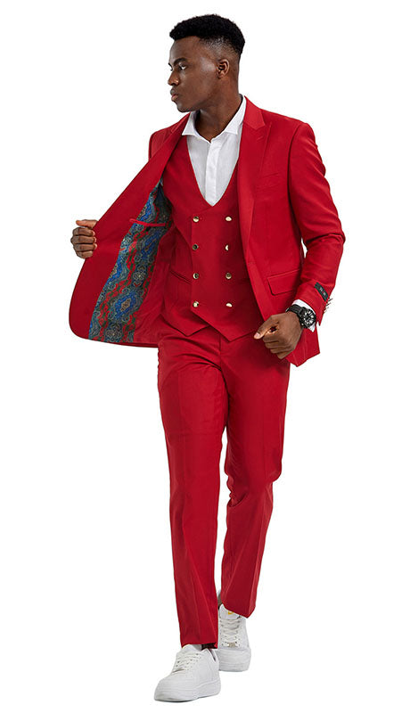 Tazzio Mens Suit M355SK-RED