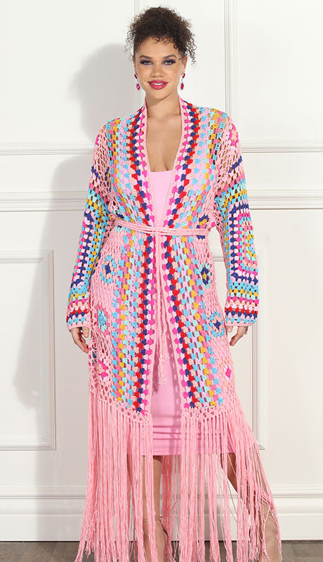 Luxe Moda LM281-PNK Long Cardigan