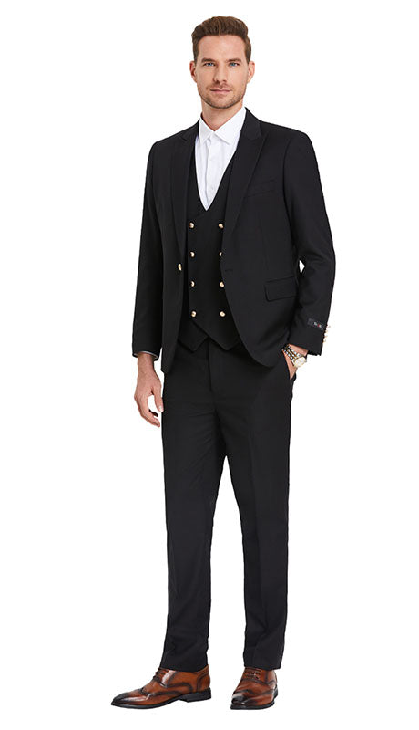 Tazzio Mens Suit M355SK-BLK