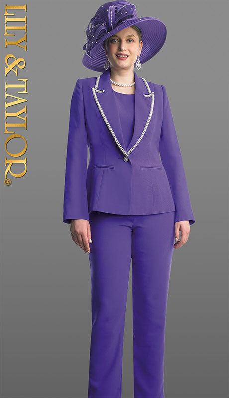 Lily And Taylor 4785-PUR-QO  Pant Suit