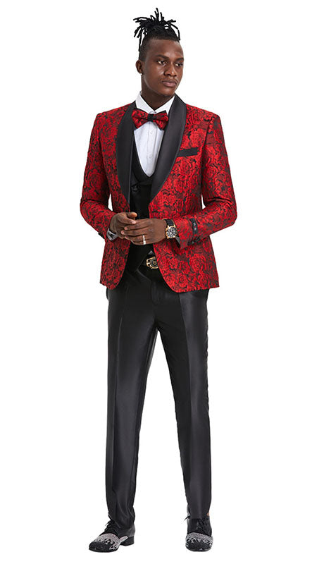 Tazzio Mens Suit M363SK-RED