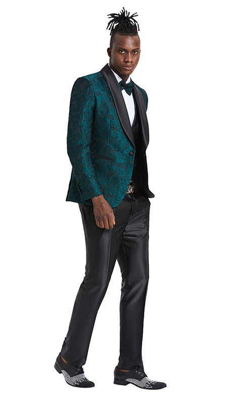 Tazzio Mens Suit M363SK-GRN