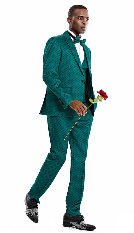 Tazzio Mens Suit M364SK-EMR