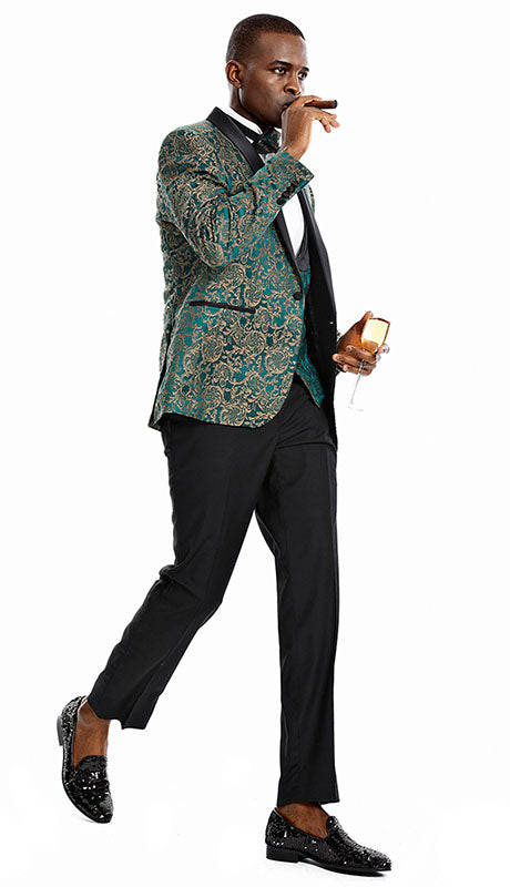Tazzio Mens Suit M367SK-GRN
