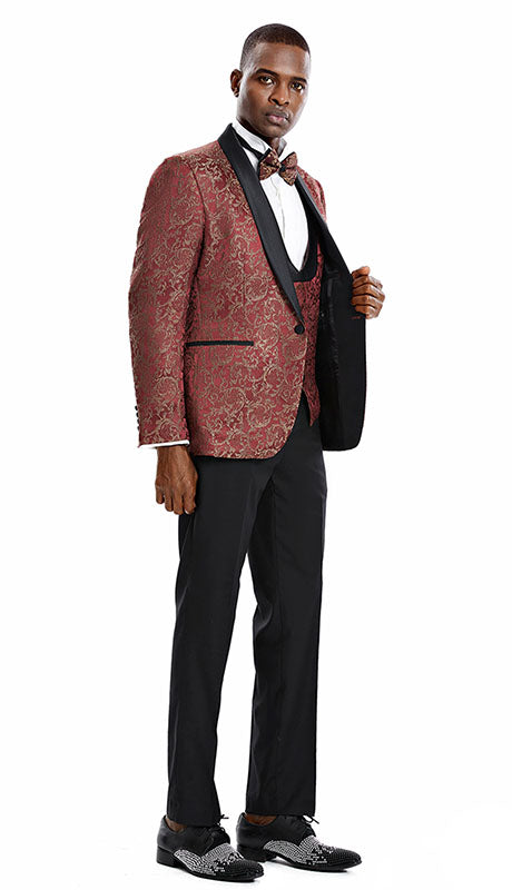 Tazzio Mens Suit M367SK-RUST
