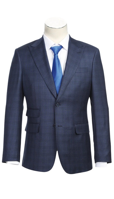 English Laundry Mens Suit EL82-66-415-GRY-BLUE Wool Suit