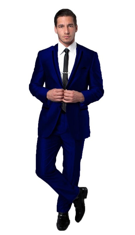 Tazzio Men's Button Suit M141S-03-BLU