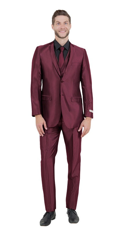 TAZZIO Mens Suit-M163S-10-BURGANDY