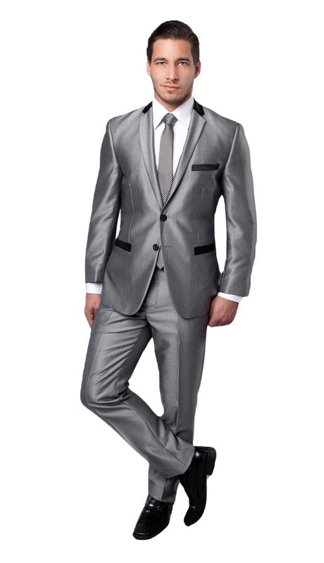 TAZZIO Men Suit-M201S-03-SILVER