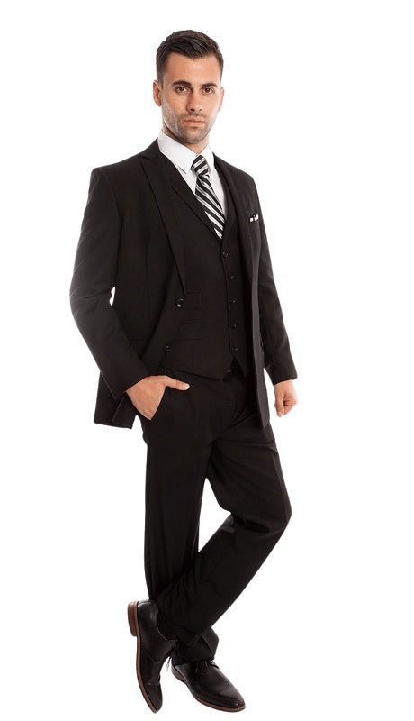 TAZZIO Mens Suit-M231S-01-Black