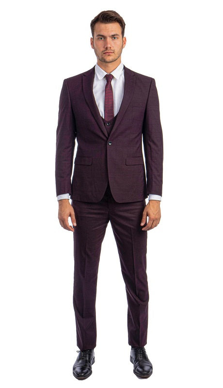 Tazzio Mens Suit-M267US-02-BURGANDY