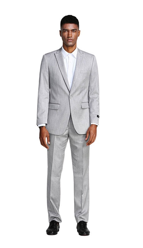 TazZio Mens Suit-M287S-02-SILVER