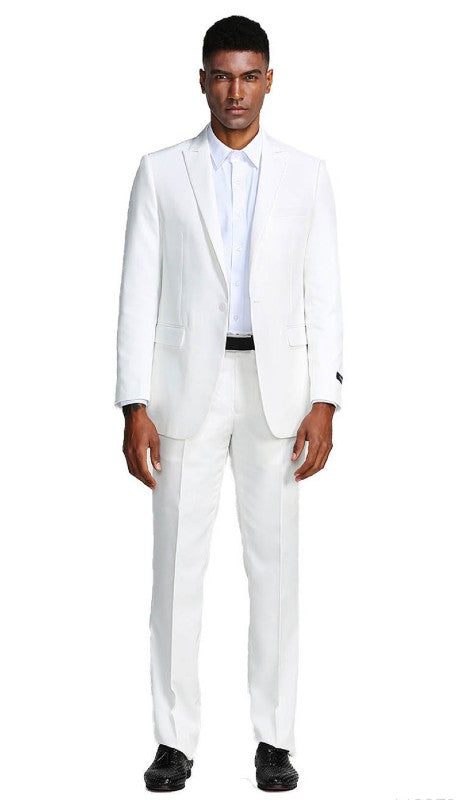 TazZio Mens Suit-M287S-01-WHITE