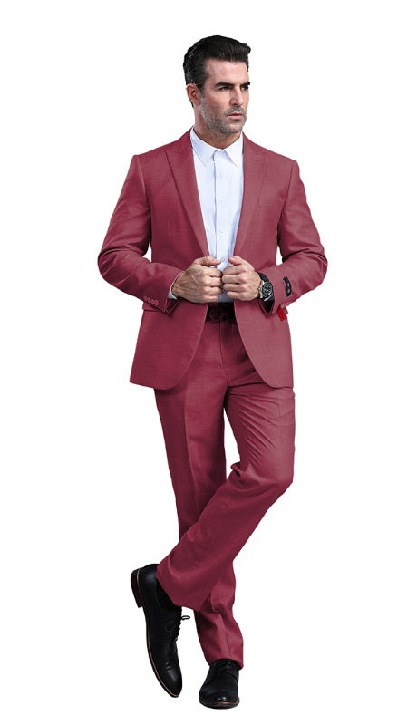TAZZIO Mens Suit-M294S-05-Burgundy