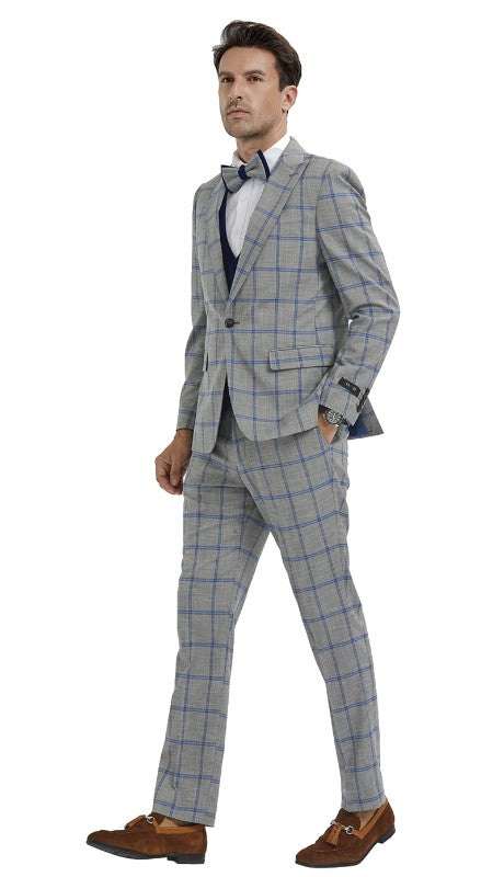 Tazzio Mens Suit M351SK-01-GRY-BLU