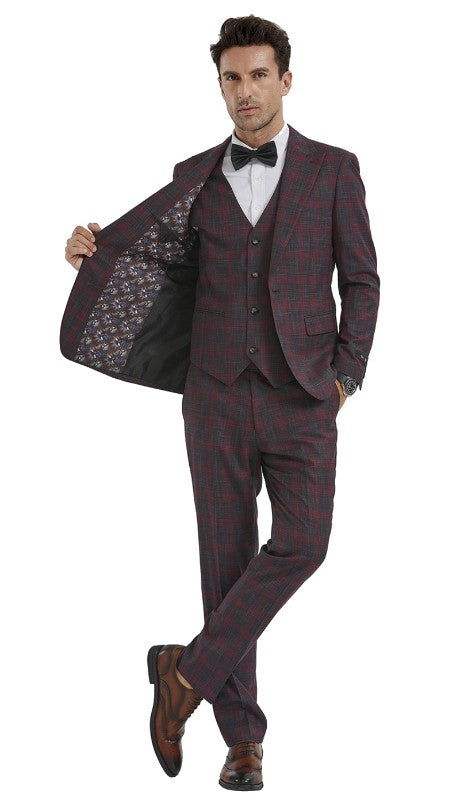 Tazzio Mens Suit M353SK-02-FUCHSIA