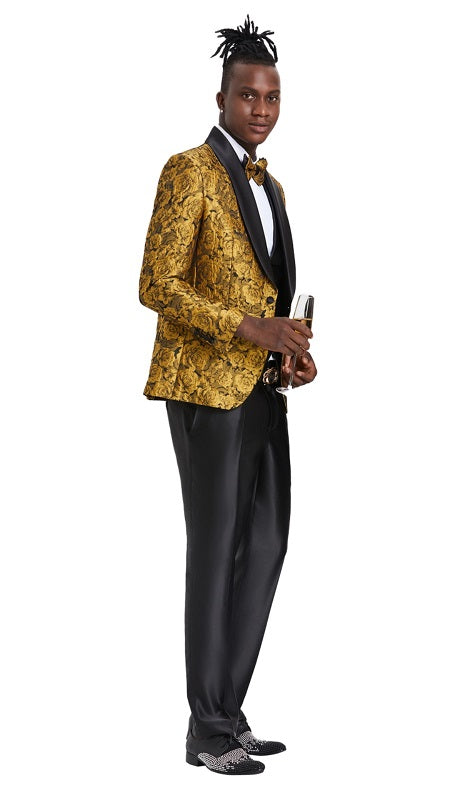 Tazzio Mens Suit M363SK-GLD
