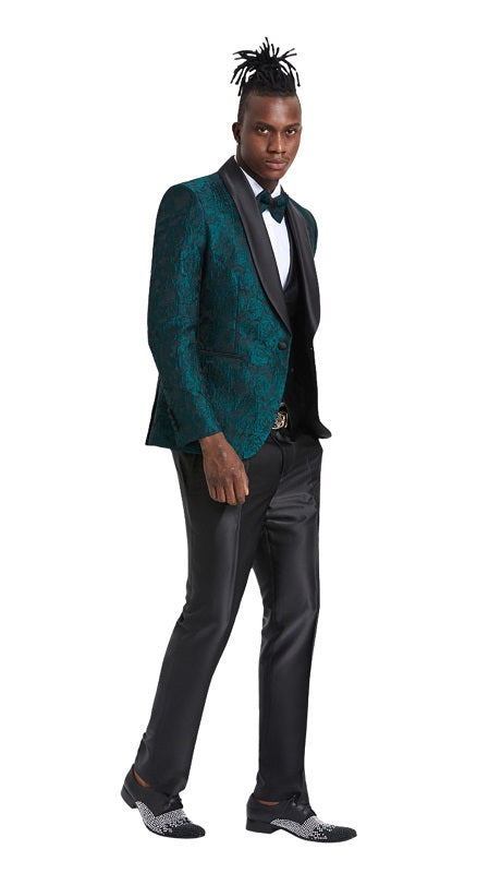 Tazzio Mens Suit M363SK-HUNTER-BLACK