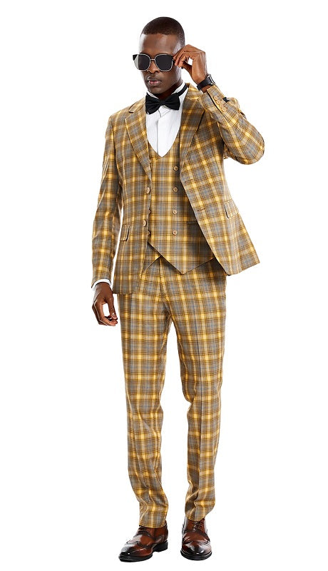 Tazzio Mens Suit-M373SK-01-DIJON