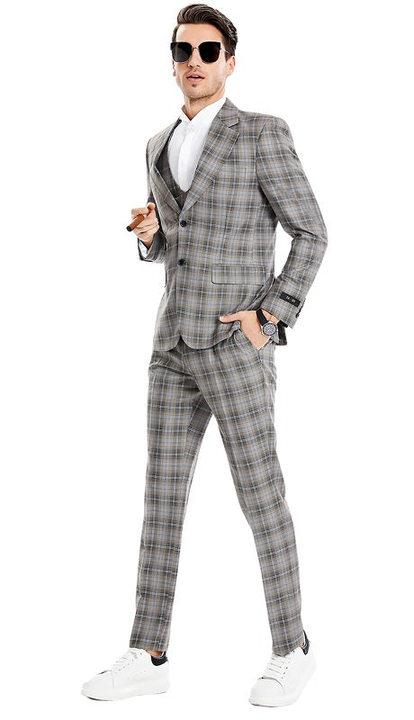 Tazzio Mens Suit-M373SK-02-COFFEE MOCHA