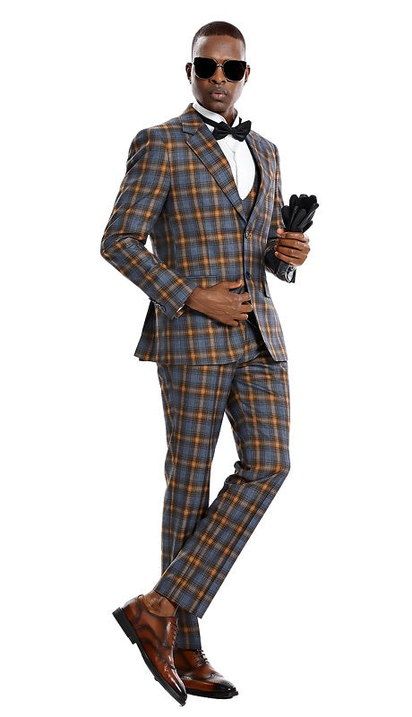 Tazzio Mens Suit-M373SK-03-MARBLE BROWN